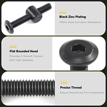 M6 x 40mm 50PCS Black Zinc Plated Hex Socket Cap Bolts Crib Bolts and Barrel Nuts Cross Dowel Replacement for Crib Cots Beds Chair Table Desk Furniture - size: M6 x 40mm