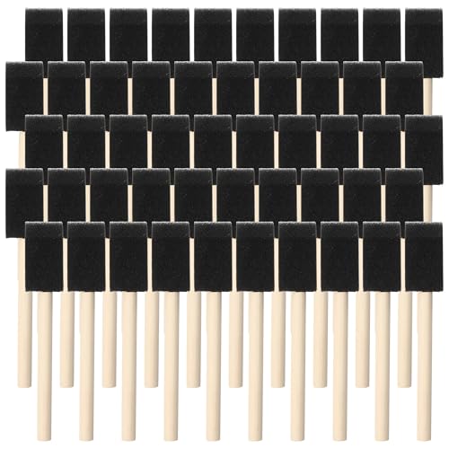Foam Paint Brushes, 50 PCS, 1" Wide Head with Wooden Handle
