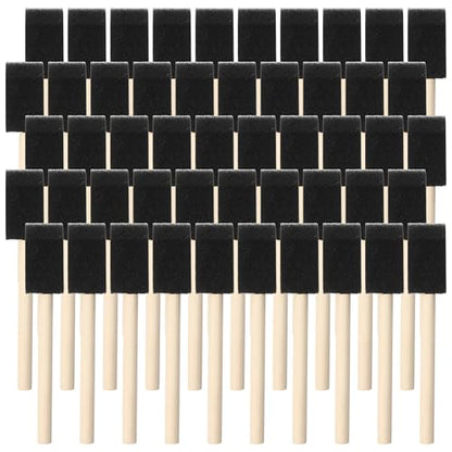 Foam Paint Brushes, 50 PCS, 1" Wide Head with Wooden Handle