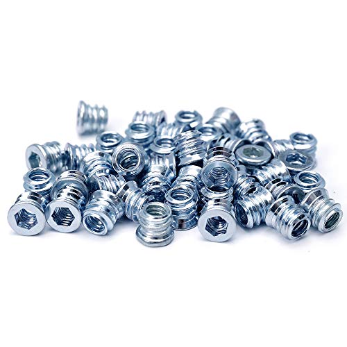 Threaded Inserts for Wood 1/4-20 x 10mm 50 Pieces - size: 1/4-20 x 10mm*50pcs