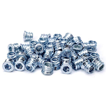 Threaded Inserts for Wood 1/4-20 x 10mm 50 Pieces - size: 1/4-20 x 10mm*50pcs