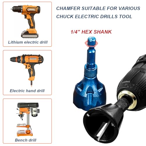Deburring External Chamfer Tool with Carbide Blades, Hex Shank Deburring Tool, Bolt Thread Repair with Quick Release Shank(2 Size)
