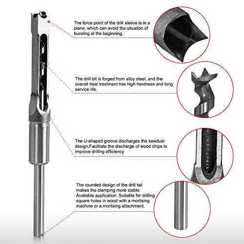 SaferCCTV 5/8 Inch(16mm) Woodworker Square Hole Drill Bits Woodworking Hollow Mortising Chisel Set - size: 5/8-Inch