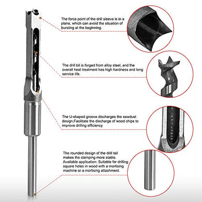 SaferCCTV 5/8 Inch(16mm) Woodworker Square Hole Drill Bits Woodworking Hollow Mortising Chisel Set - size: 5/8-Inch