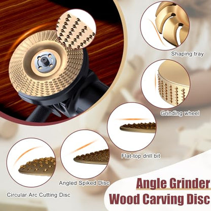 14PCS Wood Carving Disc Set for 4 4-1/2 in Angle Grinder Attachments