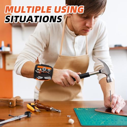 20-Magnet Tool Wristband for Holding Screws, Nails and Drill Bits, Comfortable & Heavy Duty, Great Gift Idea for Husband, Dad, Handyman, Carpenter or Woodworker