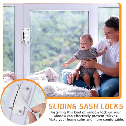 4 Pack Sliding Window Sash Locks for Single-Hung and Double-Hung Windows - color: White-4Set
