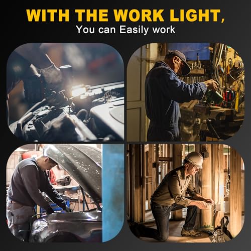 Rechargeable Work Light, 1200LM Portable floodlight, 2700K, Adjustable Work Light, 3.7V 2200Mah Suitable for workshops, garages, and Construction Sites (Art Deco)