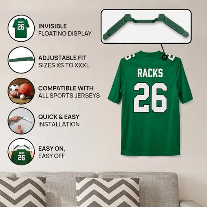 Wall Mount Display | Damage-Free Adjustable Hanger for Jerseys - color: Green
