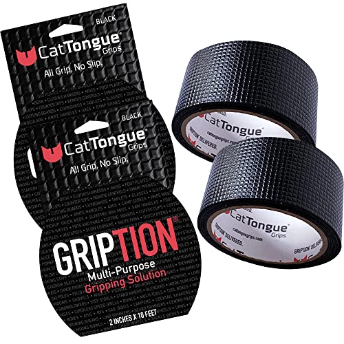 CatTongue Grips 2"x10' 2-Pk Grip Tape Roll, Non-Abrasive, Waterproof, Black - color: Black, size: 2" x 20'