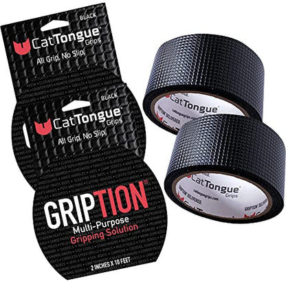 CatTongue Grips 2"x10' 2-Pk Grip Tape Roll, Non-Abrasive, Waterproof, Black - color: Black, size: 2" x 20'