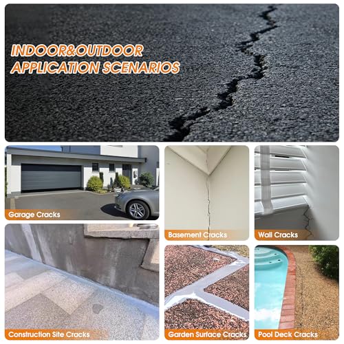 Self Leveling Concrete Crack Filler 6 Pack – High Elasticity, Waterproof & Quick Drying, Professional Grade Crack Sealant for Driveway, Patio, Walkway, Slab, Joint, Indoor & Outdoor, Grey - size: 105 OZ(Pack of 6)