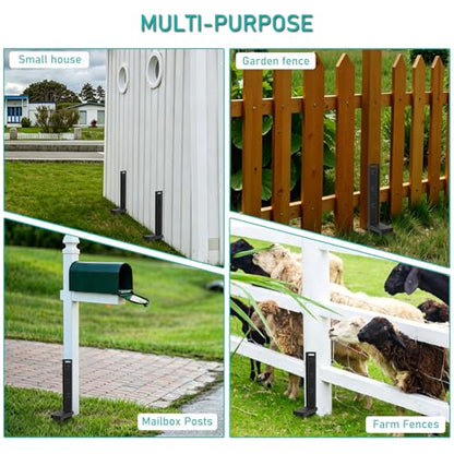 4Pcs Fence Post Repair Kit, Ground Spike Anchor, Heavy Duty Fence Post Anchor Ground Stakes for Repairing Tilted, Broken Wood Support, One-Piece, for Garden Yard Farm
