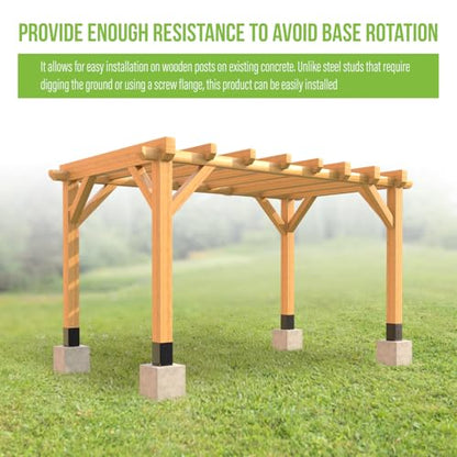6 Pack 4x4 Metal Post Base Holder Bracket for Concrete Deck (Black) - size: 4IN, style: 6Pcs