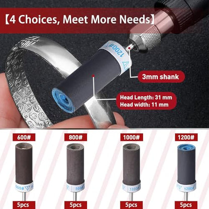 20PCS Sanding Sticks,1/8" Shank Sanding Drum for Dremel Rotary Tool - style: 600 800 1000 1200 Grit