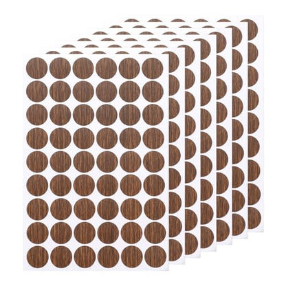 uxcell 7 Sheets/378PCS Self Adhesive Screw Hole Stickers, 2.1cm/0.83" PVC Screw Hole Covers Hole Stickers for Furniture Wood Cabinet Wall Desk Table Bookcase, Light Walnut - color: Light Walnut