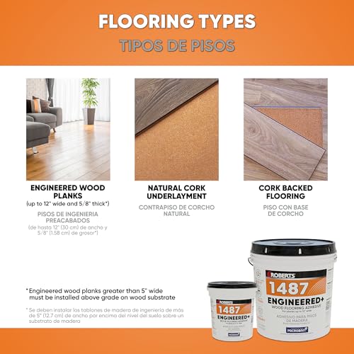 Roberts 1487 Engineered+ Wood Flooring Adhesive for Engineered Wood Planks and Parquet Flooring - 1 Gal. (3.78 L)