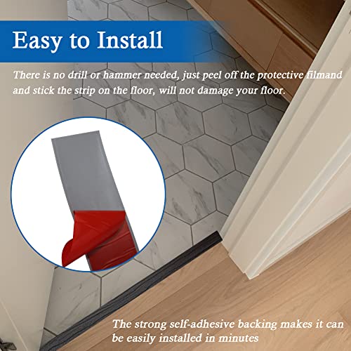 FONUNO Vinyl Floor Transition Strip Self Adhesive Threshold Strip 2" W - color: Dark Gray, size: 5cm, 3.3Ft