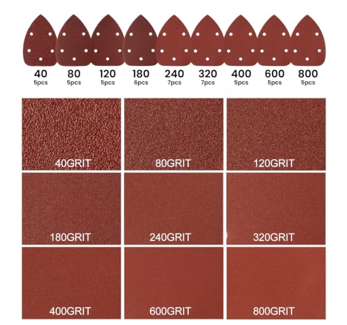 50PCS 5 Holes Mouse Sander Sandpaper - style: 5 hole 50PCS 40-800 Grit