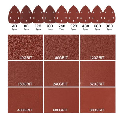 50PCS 5 Holes Mouse Sander Sandpaper - style: 5 hole 50PCS 40-800 Grit