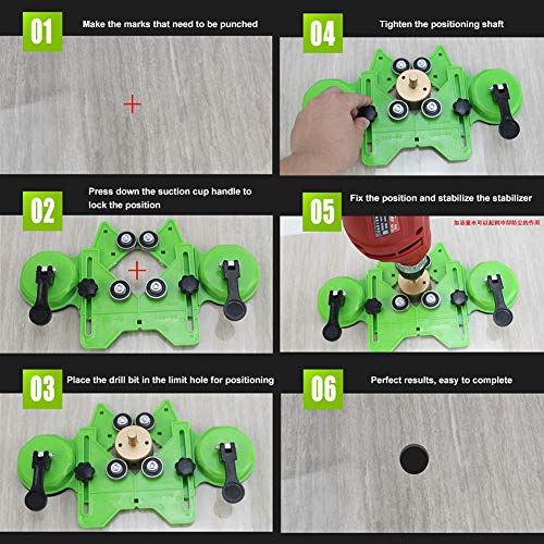 Drill Bit Hole Saw Guide, Adjustable Tile Hole Cutter Centering Locator Holder Jig Fixture for Ceramic,Tile,Glass(Color:Green) - color: Green