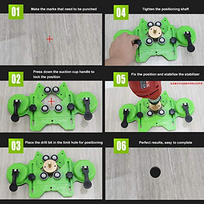 Drill Bit Hole Saw Guide, Adjustable Tile Hole Cutter Centering Locator Holder Jig Fixture for Ceramic,Tile,Glass(Color:Green) - color: Green