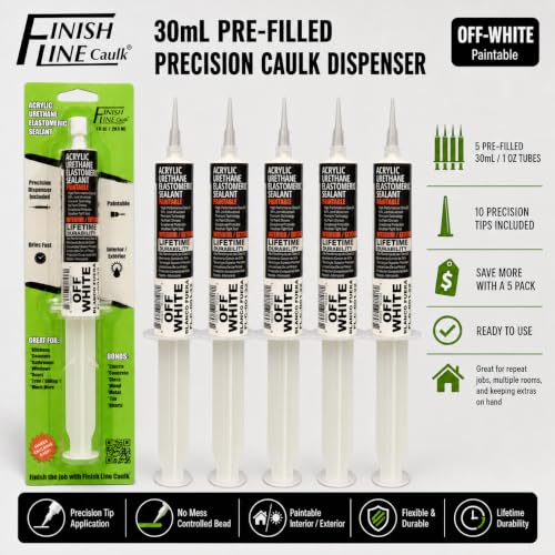 30mL Pre-Filled Precision Caulk Applicator Off WT 5-Pack - color: Off White