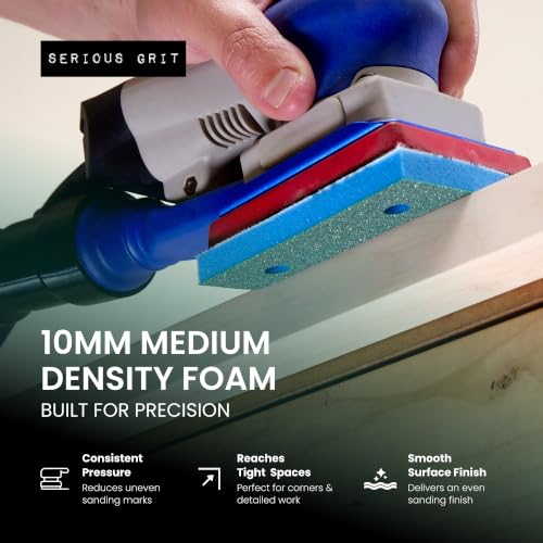 Serious Grit - 3x4 10mm Foam Sanding Pads - 280-380 Grit Finish - 10 Pack - size: 280-380 Grit, style: 10mm Foam