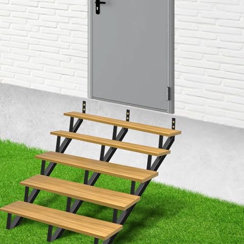 Steel Stair Riser 5 Step 3 Pack, 42" H Metal Stair Stringers for Deck - size: 5 Step