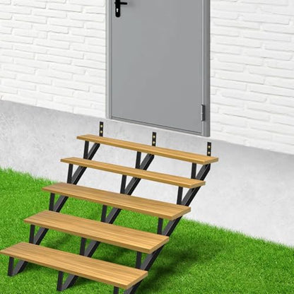 Steel Stair Riser 5 Step 3 Pack, 42" H Metal Stair Stringers for Deck - size: 5 Step