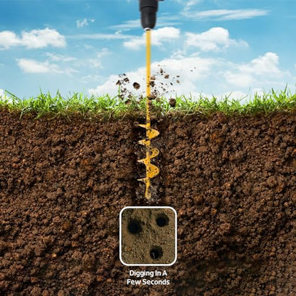 Garden Auger Drill Bit for Planting - 2"(D) x14.5(L) - Post Hole Digger Drill Auger for Gardening Bulbs, Flowers, and Bedding Plant - Made to Fit in Any 3/8 Hex Drill (Yellow) - size: Pack of 1: 2"x14.5"