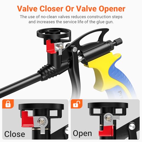 Preciva Foam Gun with Valve, Professional Foaming Gun PU Expanding Caulking Gun Insulation for Caulking, Filling, Sealing - color: Blue