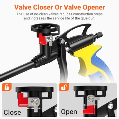 Preciva Foam Gun with Valve, Professional Foaming Gun PU Expanding Caulking Gun Insulation for Caulking, Filling, Sealing - color: Blue