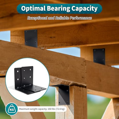 4" x 4" x 3-1/8" Heavy Duty Steel L Angle Corner Bracket, 90 Degree Support Bracket for Wood Beams Pergolas Shelves Furniture, Thickness 0.12", Max Load 160 lbs, 4 Pack - size: 4" x 4" x 3-1/8"