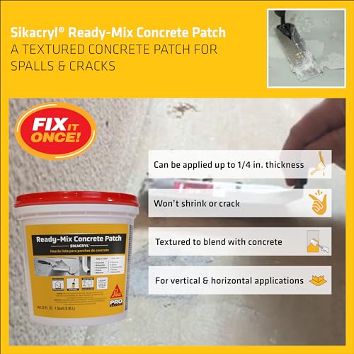 Sika - Sikacryl - Gray - Ready-Mix Concrete Patch - for Repairing spalls and Cracks in Concrete and Masonry - Textured - 1 qt (Pack of 1) - size: 1 qt (Pack of 1)