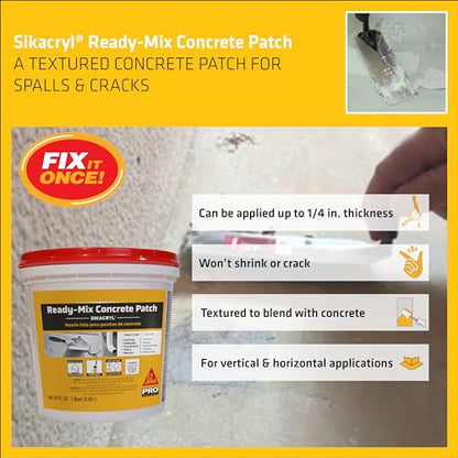 Sika - Sikacryl - Gray - Ready-Mix Concrete Patch - for Repairing spalls and Cracks in Concrete and Masonry - Textured - 1 qt (Pack of 1) - size: 1 qt (Pack of 1)