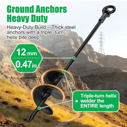 2 Pack 30" Heavy Duty Ground Anchors Shed Anchors Kit, Earth Anchors for Mobile Home Carport Gazebo Trampoline Swingset Tent - size: 2PCS