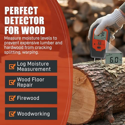 Woodeze Digital Wood Moisture Meter for Firewood, Humidity Tester