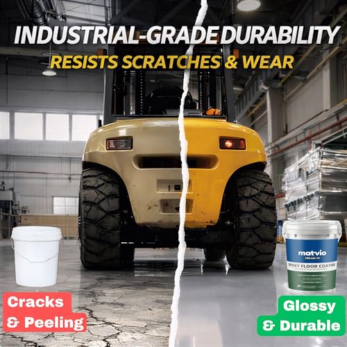 2-Part Epoxy Floor Coating | 1.06 Gal | 1:1 Mix Ratio | Low VOC, Garage & Basement Floor Paint | Anti-Slip, Chemical Resistant, 4H Hardness | Self-Leveling High-Gloss Finish for 270 Sq.Ft Per Coat - size: 140 Fl Oz (Pack of 1), style: 1:1