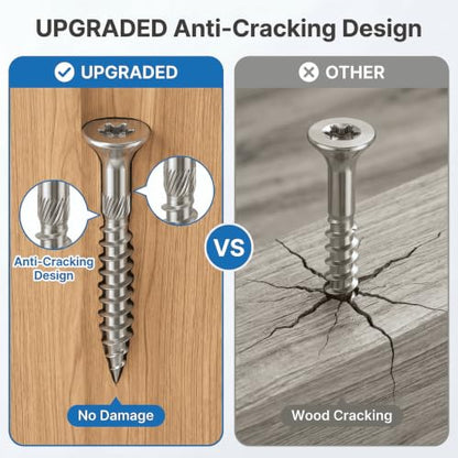 QISHENG #10 X 3 304SS Waxed Flat Head Deck Screws, T25 Star Drive, 100 PCS - size: #10X3"