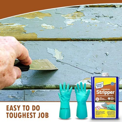 Paint & Varnish Remover Klean Strip Premium Stripper– Fast-Acting Stripper for Epoxy, Polyurethane, Wood, Metal & Masonry – Includes Protective Omni Depot Gloves – 1 QT