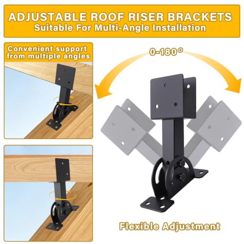 3 Pcs Pergola Roof Riser Bracket Kit Heavy Duty Adjustable for 2x4/2x6 Wood - size: 2x4-3