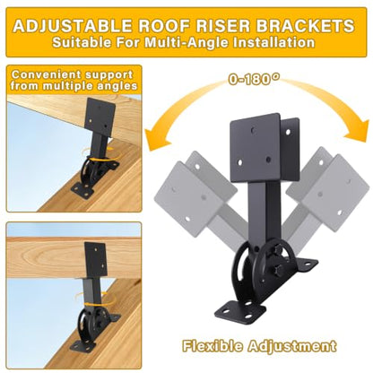3 Pcs Pergola Roof Riser Bracket Kit Heavy Duty Adjustable for 2x4/2x6 Wood - size: 2x4-3