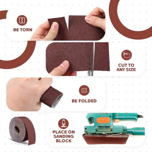 400 Grit Sandpaper Roll 3''x100 ft Long Continuous Emery Cloth Drum Sander Sand Paper Roll for Wood Furniture Finishing Metal Sanding Automotive Polishing, Wet and Dry Sanding, Aluminum Oxide - size: 400 Grit