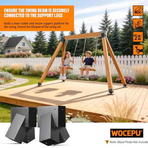 201 Stainless Steel Swing Set Bracket 2pcs A-Frame Brackets with All Mounting Hardware（Black） - color: Black, size: A-Frame Brackets 2pcs