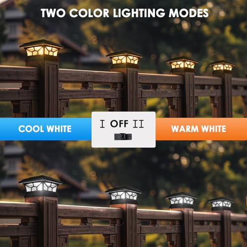 2 Pack Solar Post Cap Lights Outdoor Waterproof, Dual Light, Black - style: Classic Black