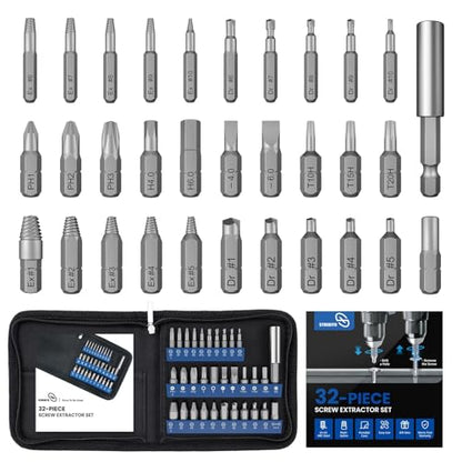 STREBITO 32PCS Damaged Screw Extractor Set, Stripped Screw Extractor(Blue) - color: Blue