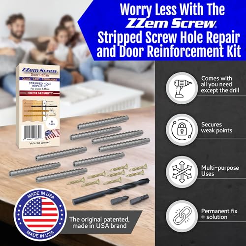 8-Pack #9 x 3 Permanent Stripped Door Hinge Screw Hole Repair Kit - size: 8 Pack