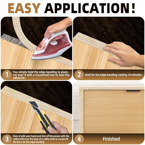 GSCIT Club Oak Edge Banding, 1/2 inch x 50ft roll of Veneer Edge Banding Preglued Flexible, Real Wood Tape Banding - color: Oak, size: 1/2"x 50ft