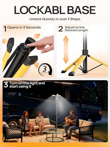 Rechargeable Work Light with Stand, 3 Detachable Panels (Large) - color: Yellow Rechargeable Work Light with Stand 67"